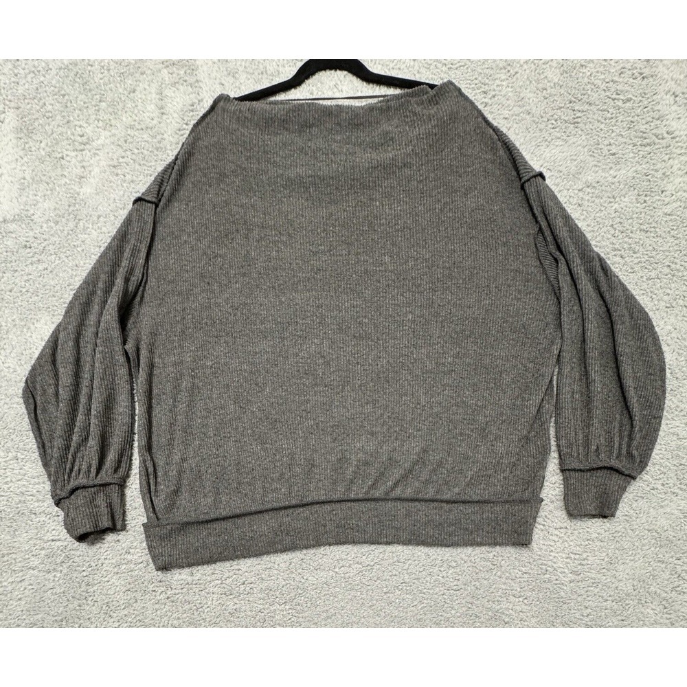 Free People We The Free Main Squeeze Hacci Long Sleeve Top Medium Gray Oversized